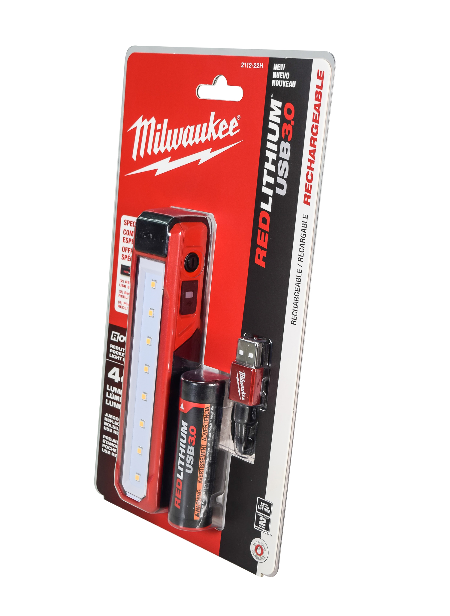 Milwaukee 2112-22H 445 Lumens LED USB Rover Pocket Flood Light Kit with (2)  USB 3.0 Ah Batteries