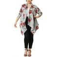 thumbnail image 2 of Agnes Orinda Women's Plus Size Cardigan Flowy Loose Open Front Fall Winter Knit Sweater 4X Red Gray, 2 of 6