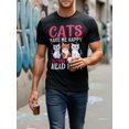 thumbnail image 2 of Cats Make Me Happy Humans Make My Head Hurt Graphic Tee for Women, Funny Cat Lover Short Sleeve T-Shirt, Casual Crew Neck Top for Daily Wear, 2 of 6