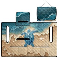 FKELYI Golf Cart Accessories Portable Golf Cart Seat Cover Cushion Protector Foldable Carts Cushion Towel Blanket for EZGO Yamaha Carts, Beach Turtle Starfish Print