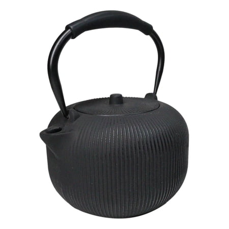 Matte Black Tokusa Vertical Lines Design Tetsubin Larger Cast Iron Teapot 33oz