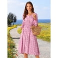 thumbnail image 3 of DARING DIVA Fall Long Sleeve Midi Floral Boho Dress M Pink, 3 of 7