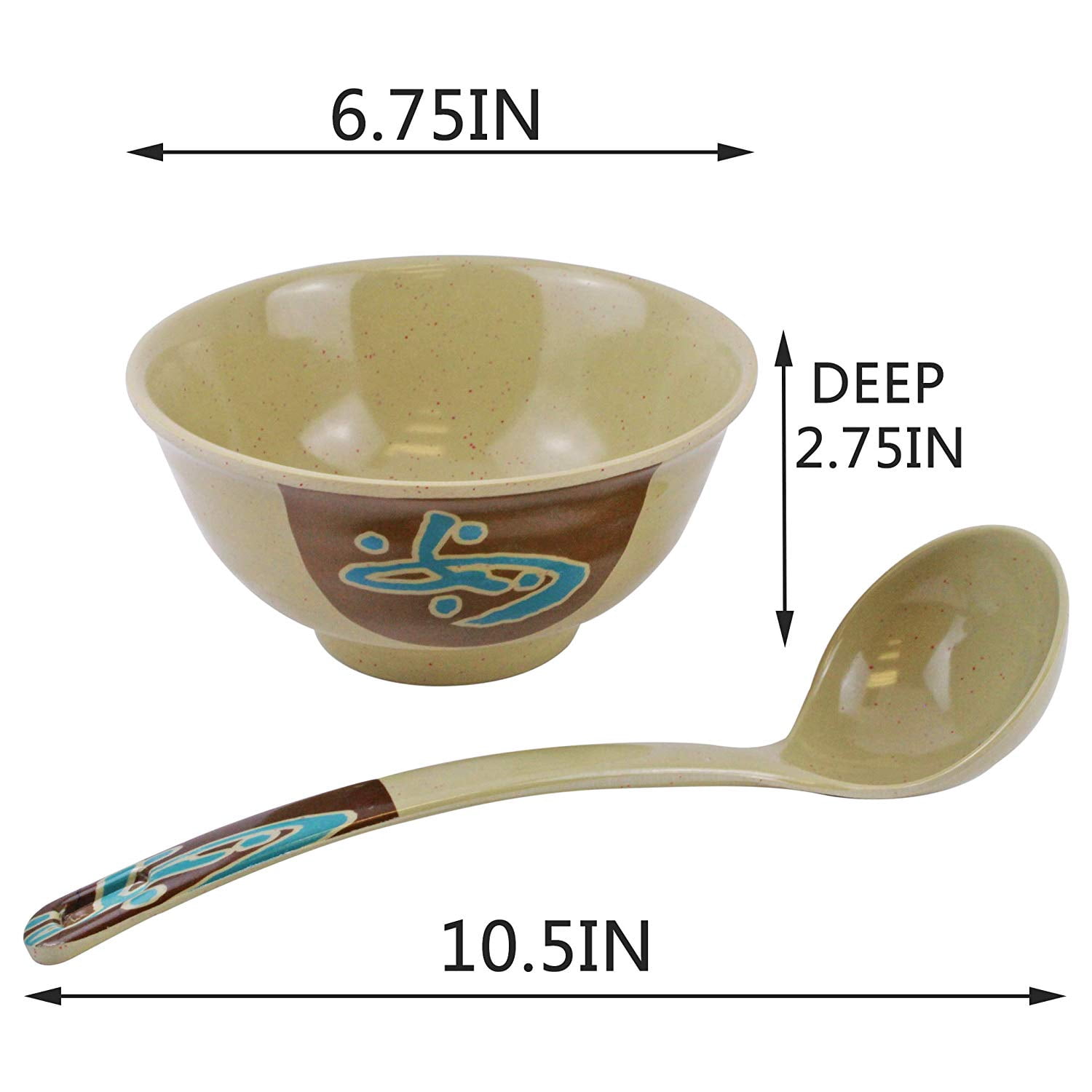 Set of 4 Quality Japanese Noodle Soup Ramen Bowl with 1 Spoons Soup Ladle