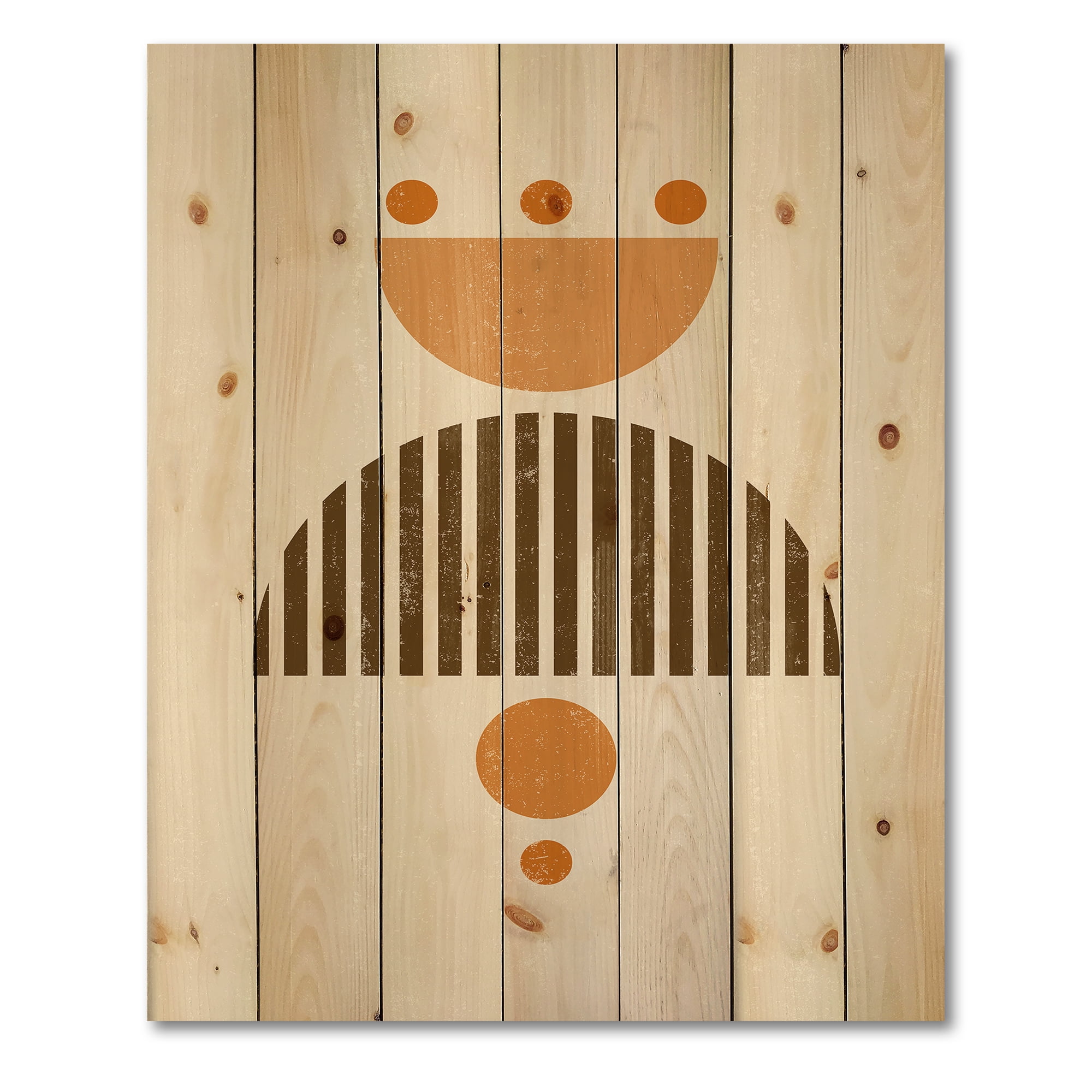 Designart 'Abstract Minimal Moon and Sun In Earth Tones II' Modern Print on Natural Pine Wood