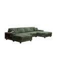 thumbnail image 6 of U-Shaped Convertible Sectional Couch, 4-Seat Boneless Sofa with Reversible Chaise - Soft Corduroy Fabric, Modern Living Room Furniture, Green, 6 of 9