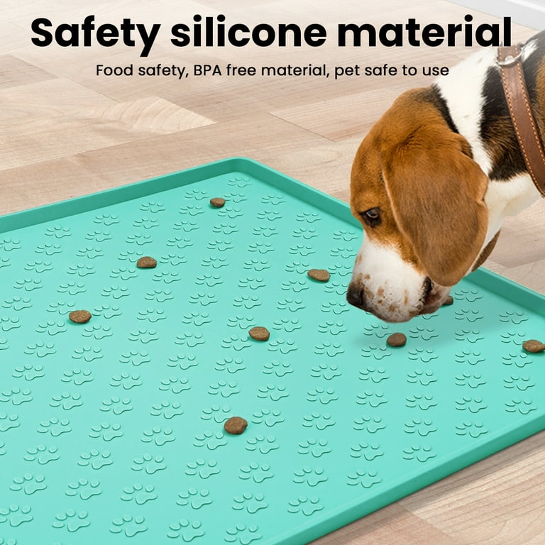 Silicone Pet Food Mat Waterproof Mats for Floors, Dog Mat for Food and Water,  Large or Medium Rubber Mat for Dog Bowls 