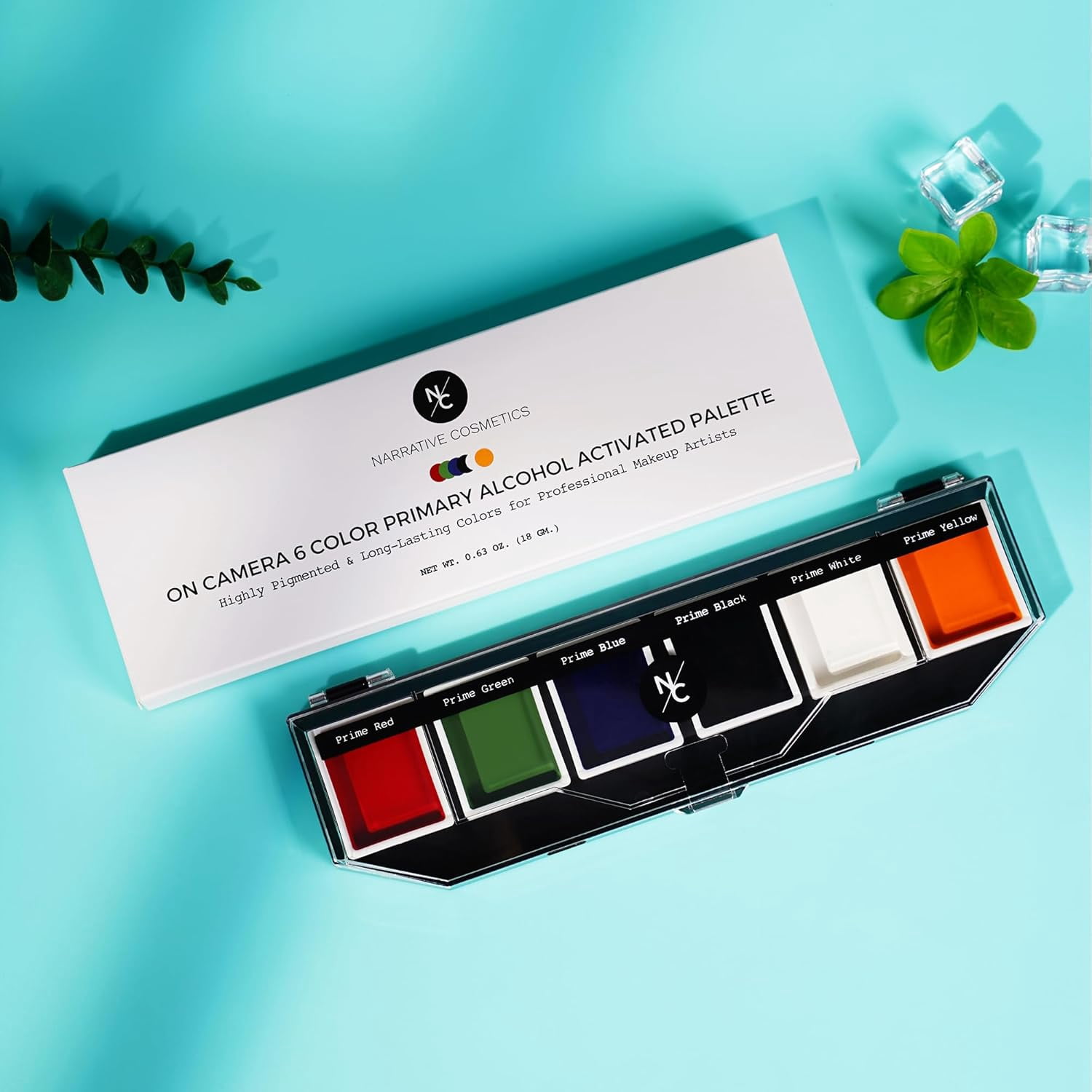 Narrative Cosmetics 6 Color On Camera Primary Alcohol Activated Makeup Palette - Waterproof Makeup for Professional Makeup Artists