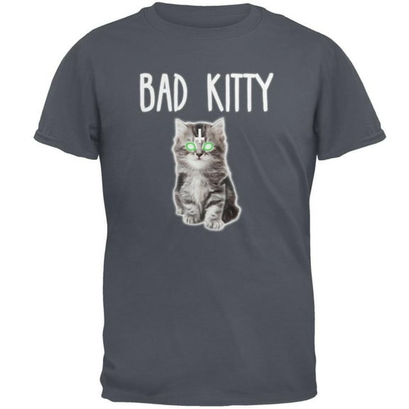 Halloween Bad Kitty Cat Mens T Shirt Charcoal LG