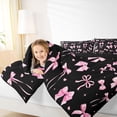 thumbnail image 3 of Manfei Pink Bowknot Print Twin Comforter Sets For Kids,Lovely Bow Tie Pattern Bedding Set For Girls,Black Reversible,2-Piece, 3 of 7