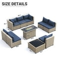 thumbnail image 5 of MRUAKA Outdoor Patio Furniture Set, 10-Piece Modular Sectional Sofa With Tea Table、Gas stove table and Free Cushion, PE Wicker Outdoor Conversation Set for Patio, Garden, Backyard,Navy, 5 of 9