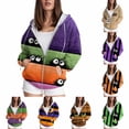 thumbnail image 2 of Quealent Womens Halloween Zip Up Hoodies Cute Fall Oversized Hoodied Graphic Long Sleeve Funny Pullover, Basic Tops With Pockets Khaki for Size M, 2 of 9