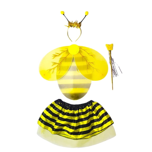 BOOMNY Toddler Girls Bee Dress Up Funny Stage Performance Outfits for Girl Cute Skirts Wings Hairband Cozy Kids Clothing