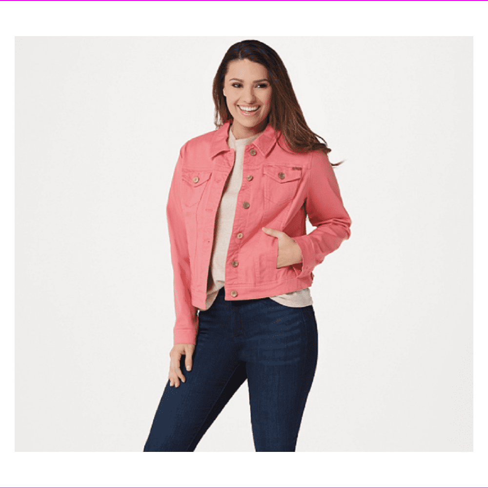 pink denim jacket size 18