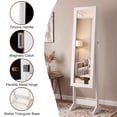 thumbnail image 4 of LIVIZA Mirrored Standing Jewelry Armoire Cabinet with Hooks & Storage Shelves, Full-Length Mirror Jewelry Organizer,White, 4 of 8