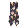 thumbnail image 3 of HELLHERO Puppy Ice Cream Pattern Sleeveless Sundress, Side Pockets Asymmetric Hem Midi Dress with Irregular Hem Round Neck for Graduation, 3 of 8