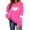 Hot Pink, variant on Fashion Romantic Valentine's Day Theme Comfy Blouse Tops for Women Women's Round Neck Hearted Printed Long Sleeved Top Sweatshirts