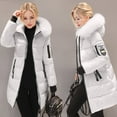 thumbnail image 2 of Women's Long Hooded Winter Coat Slim Fit Quilted Puffer Jacket White XXXXL, 2 of 7
