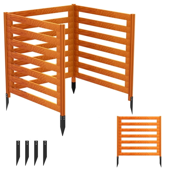 Outdoor Natural Solid Wood Air Conditioner Fence, 36in Louvered Privacy Screen with Heavy-Duty Metal Stakes, Weather Resistant Expandable Fence for HVAC Units & Backyard Enclosure