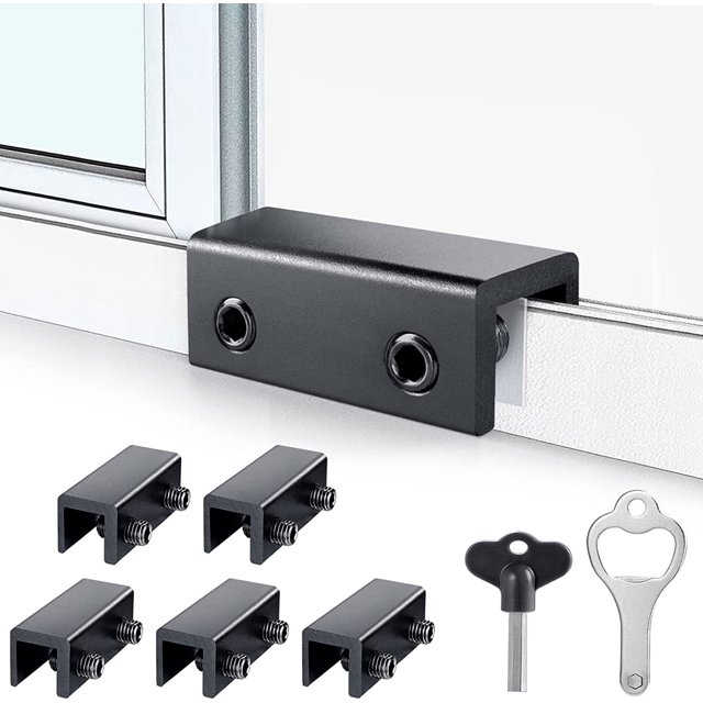 GHSDFBB Window Locks,6 Sets Sliding Window Locks With Key for Vertical & Horizontal Sliding Windows Doors,Easv to Install,Adjustable Security Window Lock for Patio Bedroom Home and Office (Black