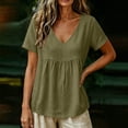 thumbnail image 5 of Ankola Womens Tops Casual V Neck Short Sleeve T Shirts Babydoll Loose Fit Peplum Tops, 5 of 6