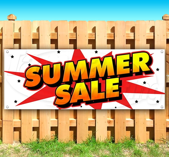 Many Sizes Available Advertising Store New Flag, Summer Sale 13 oz Heavy Duty Vinyl Banner Sign with Metal Grommets
