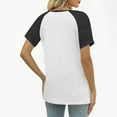 thumbnail image 4 of FAIWAD Short Sleeve Shirts for Women Raglan Sleeve Color Block Tops Summer Casual Button V Neck Blouses, 4 of 8