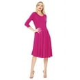 thumbnail image 2 of Moa Collection Women's Basic Round Neck 3/4 Sleeves A-line Casual Maxi Dress, 2 of 4