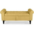 thumbnail image 3 of Storage Bench with Upholstered Rolled Arm Ottoman Bench Couch w/ Solid Wood Legs for Bedroom End of Bed,and Living room,Yellow, 3 of 8