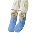 thumbnail image 2 of workcargo Blue 3D Animal Fuzzy Ankle Socks - Cozy Warm Indoor Lounge Socks, Soft Nylon Spandex One Size Fits Most Adults,Size Free Size, 2 of 5