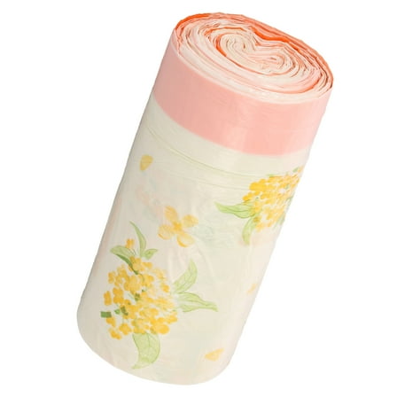 aijun 50Pcs Trash Bags Drawstring Separated Rubbish Bag Versatile Flower Printed Trash Bag for Bathroom Office Kitchen Bedroom