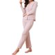 thumbnail image 2 of Conjuntos de pijama para mujer, botón, manga larga, cuello en V, ropa de estar en casa, pantalones con cintura elástica, 2 piezas con bolsillos, S, rosa, 2 of 6