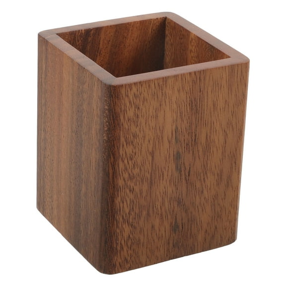 FUEENIRVA Wood Pen and Brush Holder Pencil Holder Brown 1Pack