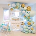 thumbnail image 1 of Kits de guirnaldas de globos azules - Decoraciones para baby shower de niño, 124 globos de látex de macarrón azul, globo de confeti, tira de guirnalda de globos para decoraciones de fiesta de cumplea JAMW Sencillez, 1 of 5