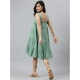 thumbnail image 6 of Janasya Summer Square Neck Sleeveless Solid Mint Green Cotton Tiered Midi Dress For Women, 6 of 7