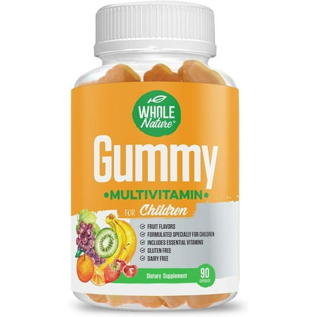 WHOLE NATURE Kids Gummy Multivitamin - Complete Daily Essentials Childrens Vitamins and Minerals for Overall Wellness, 90 Gummies. Fruit Flavor, No Artificial Sugar, Dairy and Gluten Free
