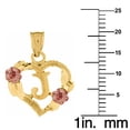 thumbnail image 2 of Genuine 14k Two-tone Gold 0.66" Floral Heart Initial J Pendant Necklace 16", 18", 20", 22" Trendy Charm Initial Necklaces for Women, 2 of 7