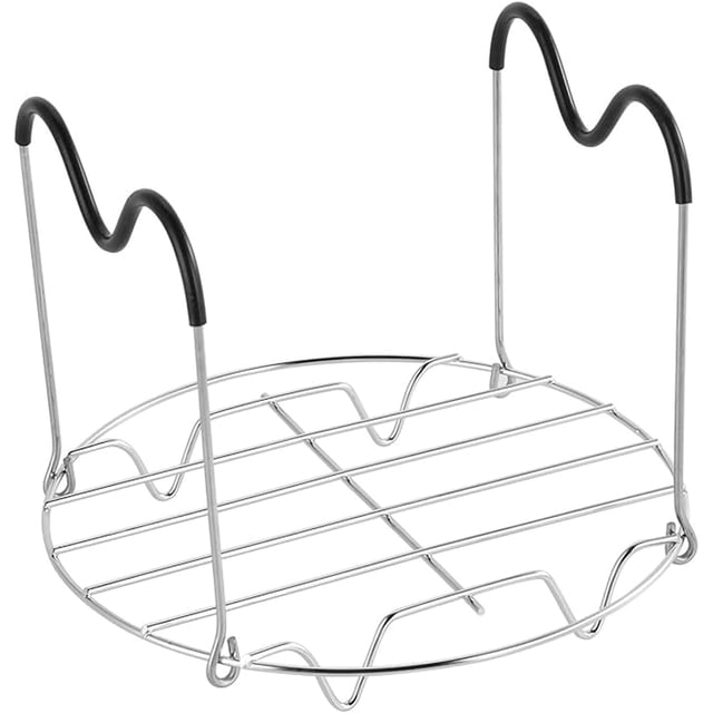 Steamer Rack Trivet with Heat Resistant Silicone Handles, Compatible with Instant Pot Accessories 6 Qt 8 Quart, Pressure Cooker Trivet, Stainless Steel Steam Rack, Easy Removal Cook form Pot