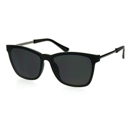 Gentlemans Elegant Designer Fashion Mod Thin Horn Rim Sunglasses All Black