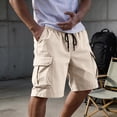 thumbnail image 2 of HKYNLAG Mens Cargo Shorts Elastic Waist Drawstring Casual Work Shorts Summer Hiking Outdoor Shorts with 4 Pockets Beige XL, 2 of 7