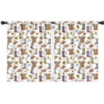 Blackout Kids Curtains,Highland Cow Sunflower Boot Hat Pattern Childrens Insulated Curtains Set Of 2,Bedroom Essentials,Toddler Room Decor 42"x54"