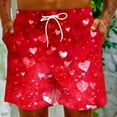 thumbnail image 5 of Penkiiy Men Drawstring Valentine's Day Love Print Beach Casual Trouser Shorts Pant XS Red, 5 of 9