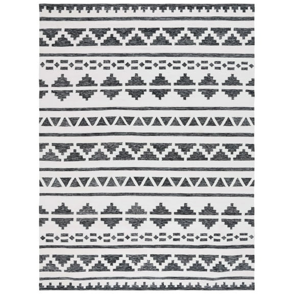 SAFAVIEH Kilim Phoebe Geometric Polyester Area Rug, Black/Ivory, 8' x 10'