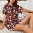 thumbnail image 4 of Pofeuu cool rock Skull record Print Women's Pajama Set Short/Shorts Soft Button PJs Elastic Drawstring Waist Sleepwear-Small, 4 of 6