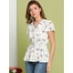 thumbnail image 2 of Blusa Estampado Floral Allegra K Mangas Cortas Cuello De Corbata Peplum Top Para Mujer Blanco S, 2 of 6