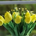 thumbnail image 4 of Enova Home 18 Heads Artificial Real Touch Tulip Arrangement in Clear Cylinder Glass Vase with Faux Water (Yellow), 4 of 4