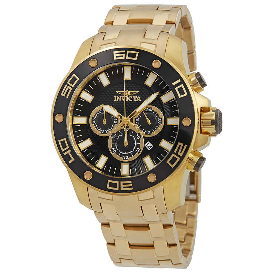 Invicta Men's 1016 II Collection Chronograph Gold Dial 18k Gold 