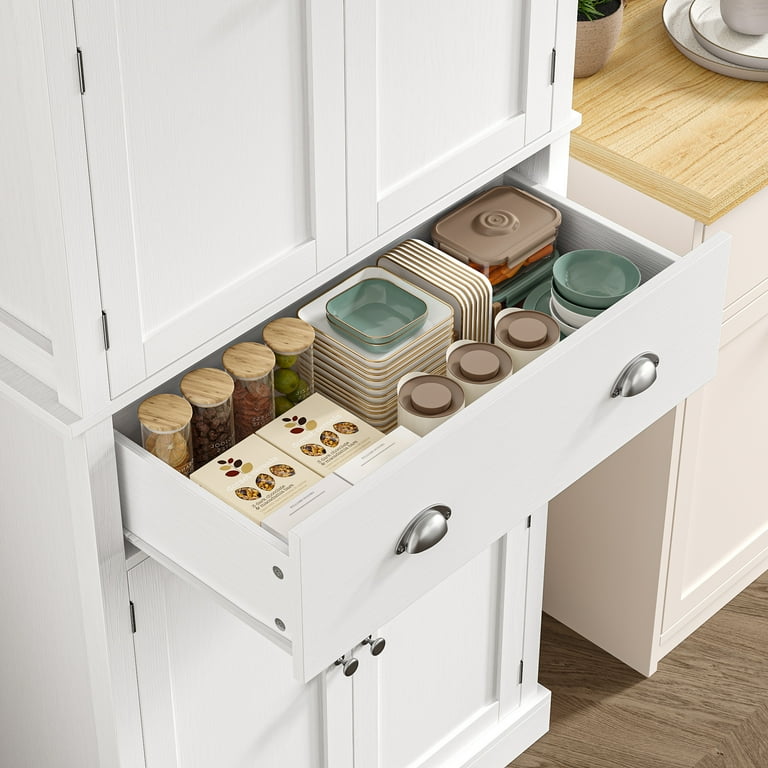 Homfa 71'' Tall Kitchen Pantry with Shelf & Drawer, 4 Door