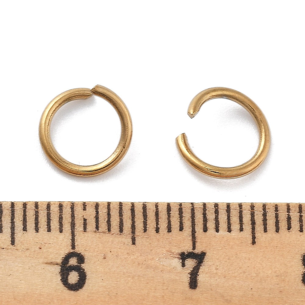 500pcs Ion Plating(IP) 304 Stainless Steel Open Jump Rings for Chainmaille Weaves golden 8x1mm Inner Diameter: 5mm