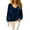 Blue, variant on Womens Velvet Tops V Neck Gathered Bishop Long Sleeve Loose Casual Pullover Blouses