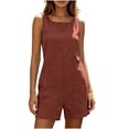 thumbnail image 6 of Sexlip Women Romper Shorts Linen Cotton Mix Lightweight Material Breathable Fabric Easy Care Machine Washable Red L, 6 of 8